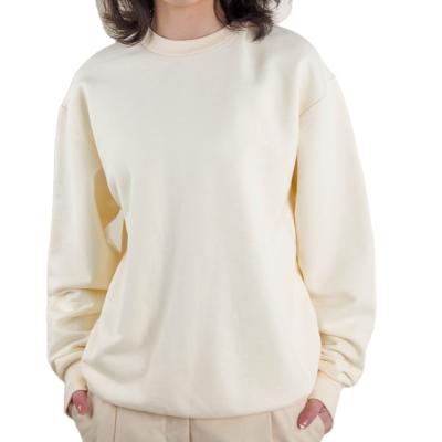 China EVERGLOW-100%cotton anti-pilling round collar ribbed neckline cuffs hem sports leisure long sleeve ladies' sweatshirts and hoodies in white for sale