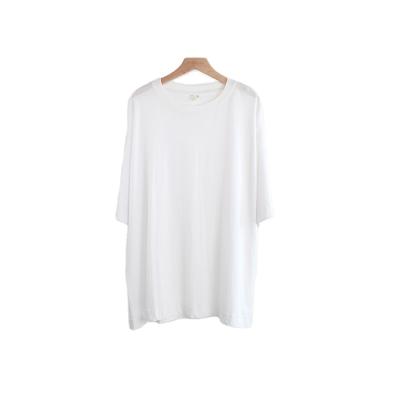 China EVERGLOW-100%cotton breathable loose and comfortable round neck and short sleeves with short sleeves ladies' t-shirt in white for sale