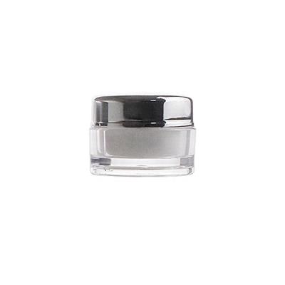 China 5ml PMMA Cosmetic Acrylic Clear Round (READY STOCK) Small Double Wall Sample Jar With Shiny Silver White Inner Metallization Cap PP Cup for sale