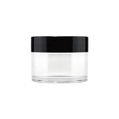 China Double Wall ABS PP Cosmetic Clear Plastic Cylinder Cream Jar 100ml PETG PE Single Wall Black Screwed Cap Inner Cover (#ZIN100 ZIN Series) for sale