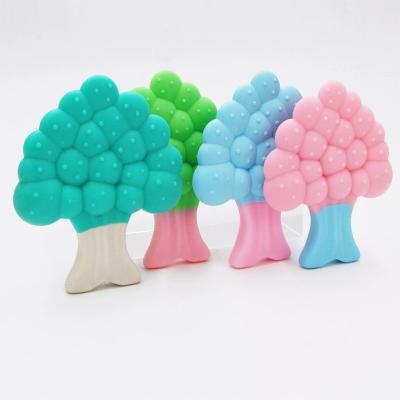 China Toy Wholesale Little Colored Trees Soft Silicone Baby Teether Food Grade Toys BPA Free Sensory Soft Chew For Baby for sale