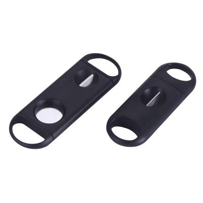 China Amazon Hot Sale Minimalist Popular Cheap Black Stainless Steel Cigar Accessories V Cut Cigar Cutter Sicar for sale