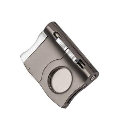 China Morden 2-in-1 Double Cigar Cutters Stainless Steel Hole Cigar Cutter & Puncher Deluxe Customized Portable Multifunction Portable Cigar Cutter for sale