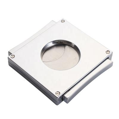 China Hot Selling Minimalist Hot Luxury Silvery Cut Square Sharp Stainless Steel Blade Cigar Cutter Cigar Knife Cigar for sale