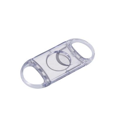 China Wholesale Plastic Transparent Cigar Cigar Sharp Cutter Toos Portable Double Blades Minimalist Cigar Maker for sale