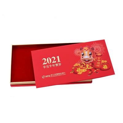 China Recycled Materials Custom Logo Colored Festival Red Paper Package Gift Box for sale