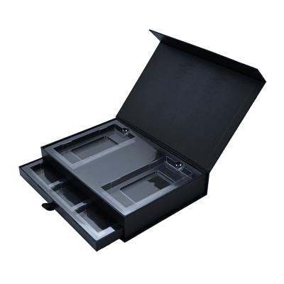 China Recycled Materials Black Custom Logo Magnetic Cardboard Perfume Packaging Box for sale