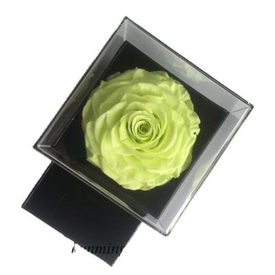 China Environmental Protection Green Clear Luxury Acrylic Box With Drawer Eternal Eternal Flower Rose Acrylic Boxes Valentine Gift Acrylic Jewelry Boxes Forever for sale