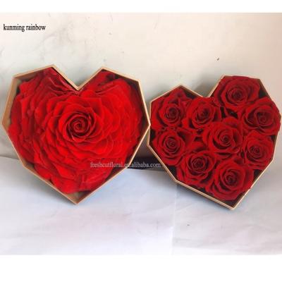 China Holiday decoration & Preserved gift rose in heart shaped in heart shaped gift boxes for valentines day gift for sale