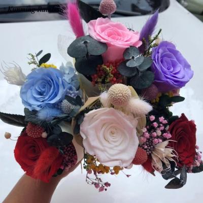 China Real and Natural Touch Mini Real Touch Flowers Preserved Rose Bouquets Arrangements for Wedding Decoration Wholesale from China for sale