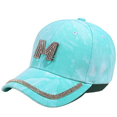 China JOINT Diamond M Hat Fashion Girl Sunshade Sunscreen Sunscreen COMMON Bright White Yellow Mint Color Outdoor Rhinestone Peaked Sports Hat for sale