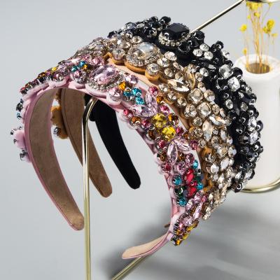 China Charming Baroque Colorful Hairbands Elegant Lady Rhinestone Bride Headwear Headband Going Out Luxury Crystal Hair Hoop Accessories Fashion for sale