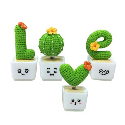 China Europe Cactus Decoration Resin Factory Valentine's Day Gift Potted Car Decoration for sale