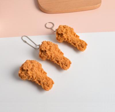 China Key Ring French Fries Chicken Nuggets Fried Leg Wing Silicone Sale Promotion Simulation Food Keychain for sale