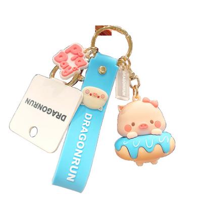 China Fashion Small Size Quality PVC Cartoon Series Animal Pendant Cute Pig Key Chain for sale