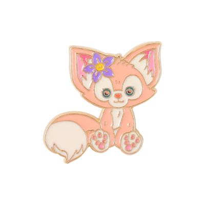 China Lina Cute Bel Girl Paint Badge Gold Fox Badge Small Cute Pink Fox Brooch Mascot Europe Enamel Lapel Pins for sale