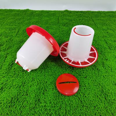 China Modern Cylinder Poultry Feeder Red / White 6L Capacity for Chickens Ducks and More for sale