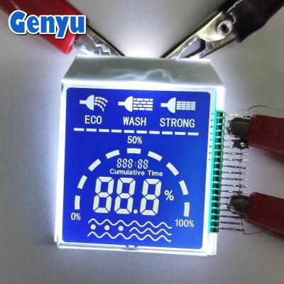 China Customized Size Segment LCD Display HTN Blue PIN Connect With White Backlight for sale