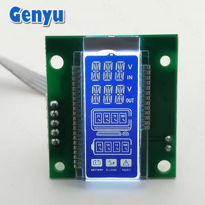 China RoHS 14 Segment LCD Display HTN Blue Background White Backlight SMT_HT1621 for sale