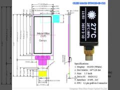 Energy Efficient 1.3 Inch OLED Display White Fonts 128x64 Dots SSD1312