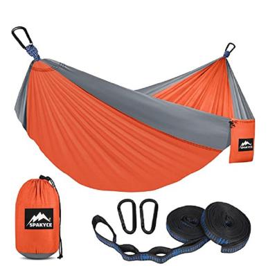 China Adult Portable Double and Single Hammocks with 2 Tree Straps, Parachute Lightweight Nylon Hammocks for Hanging Out for sale