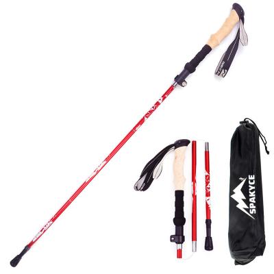 China EVA Hiking Sticks Lightweight 135cm T-Handle 5section Walking Stick Increasing Walking Stick for sale