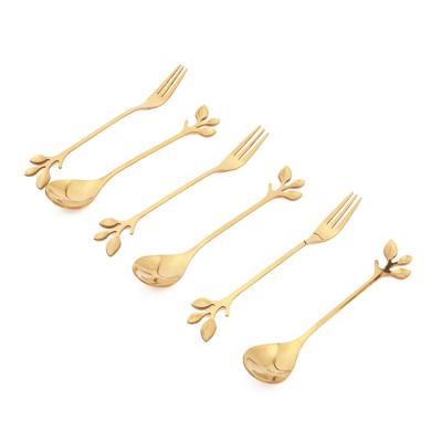 China Stocked shipping in the USA Amazon FBA hit kitchen accessory tableware sets coffee tools stainless steel gold color spoon for sale