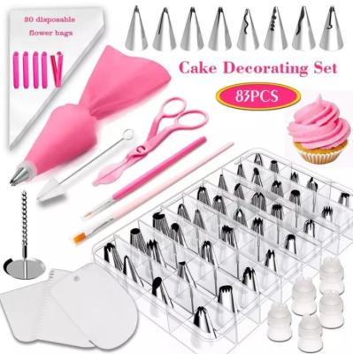 China Amazon Viable Hot Selling Baking Tools 83pcs Cake Decorating Tool Kit Decorating Tip Set for sale