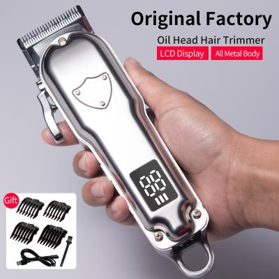 China 2021 Powerful Stainless Steel Barber Material Professional Hair Clippers For Men LCD Display Hair Trimmer for sale