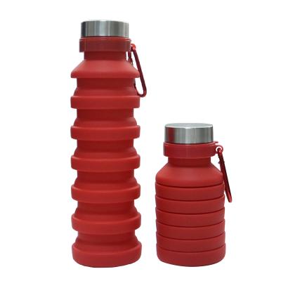 China Red Color Viable Custom Popular Products Silicone Water Bottle Eco-friendly Collapsible Collapsible Reusable Motivational Water Bottle for sale