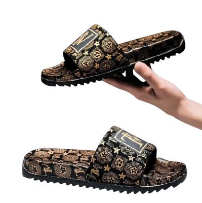 China Cushioning Designer Printed Slides And Custom Slippers To Customize Your Own Soft PVC Flip Flops Men's Shoes Slippers Bathroom Beach Bedroom Slippers for sale