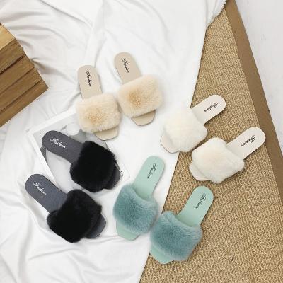 China Cushioning Plush Slippers Flat Toe Open Home Slippers Fashion Cotton Slippers For Women for sale