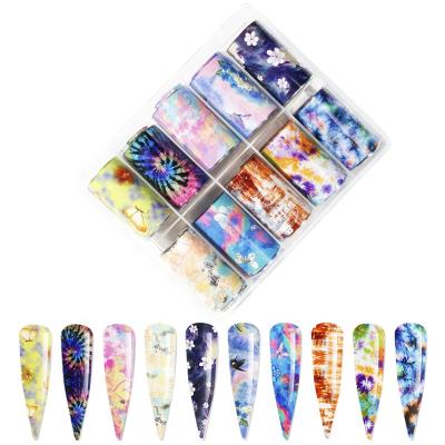 China Nail Art Decoration Flower Butterfly Design Nail Art Painting Transfer Foil 10 Rolls/Case Nail Art 100*4CM Aluminum NZ07-73H for sale