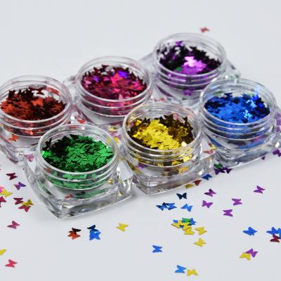 China 12 Bag Jars*1 Nail Supplier Poly Flake Glitter Painting/Flake Decoration PT067 Art Beauty Holo Butterfly Glitter Nail Glitter Wholesale Bulk Glitter for sale