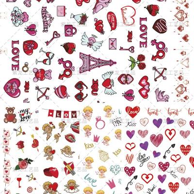 China Easy Apply Valentines Day Red Hearts Nail Tattoos Decals Sticker 50 Pcs / Romantic Rose Rose Nail Art Decoration Spell Sticker for sale