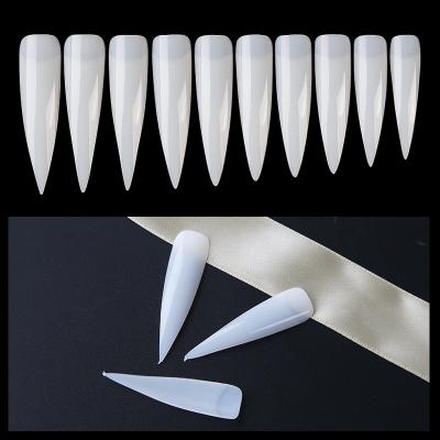 China Bag 500pcs Eco-Friendly Nature Stiletto False Nail Tips Acrylic Salon Nail Fake French Stiletto Tips ** for sale