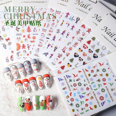 China 2021 New Nail Art Decoration Design Decals Art Sticker For Nails Snowflake /Tree Christmas Nail Sticker 3D Cartoon Style Nail Art for sale