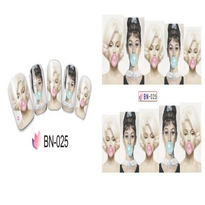 China For Nail Art BN025-036 Nail Art Water Transfer Stickers With Famous Figure For Finger Nail DIY Tips for sale