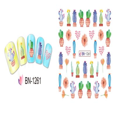 China For Nail Art BN1261-1272 10PCS Nail Sticker With Mofonails Set Plant Pattern Water Transfer Succulent Decal for sale