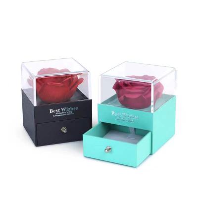 China Wholesale Customized Recyclable Preserved Flower Gift Box Jewelry Ring Pendant Box Rose Gift Box for sale