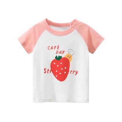 China Anti Shrink Girl's Short Sleeve Top With Cartoon Print Kid's T-Shirt for sale