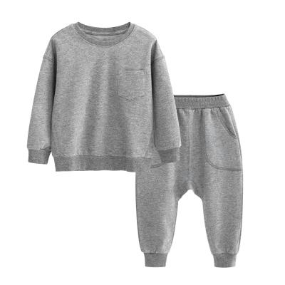 China Baby Casual Clothes Set Solid Color Sports Clothes Toddler Jogger Set Fashion Kids Boy Sweat Suit Hoodie+ Jogger Pant Suit for sale