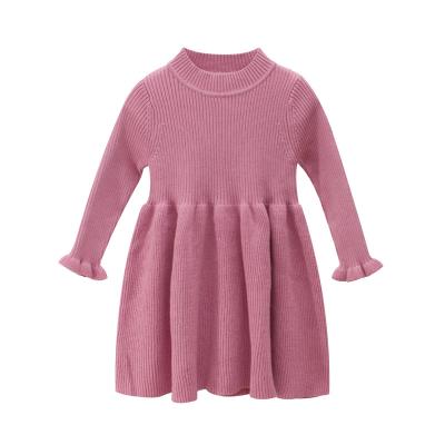 China 2021 Anti-wrinkle autumn winter custom baby kids fashionable girls kitted sweater dress for sale