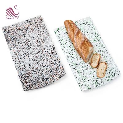 China Suanti Resin Terrazzo White Square Large Cheese Board Platter Set Plate Elegant Pizza Cake Food Cheese Serving Board for sale