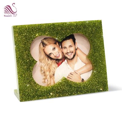 China Eco-friendly Luxury Diamond Picture Frame Hotel Suanti Resin Crystal Picture Frame Wedding for sale