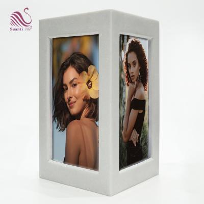 China Suanti Eco-friendly White Prismatic Polyresin Desktop Frames Home Decoration Item Triangle Picture Photo Frame for sale