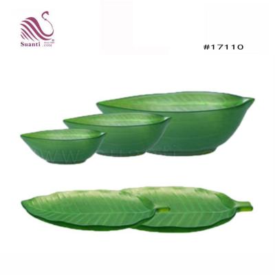 China Sustainable Green Banana Leaf Resin Fruit Bowl And Tray Eco - Friendly Ideas for sale