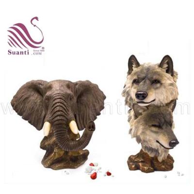 China Global Factory Price Polyresin Figurine High Quality World Wild Animal Elephant and Wolf Statue Home Decor for sale