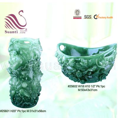 China Beautiful China Vase Jade Flower Carving Vase and Chinese Fruit Bowl for sale