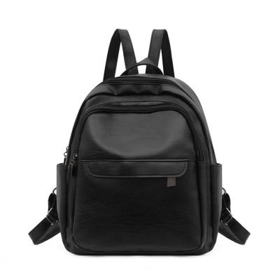 China Custom Fashion PU Ladies Bags Girls Backpack Waterproof Hot Selling Large Capacity Woman Leather Black Backpack With Strap for sale